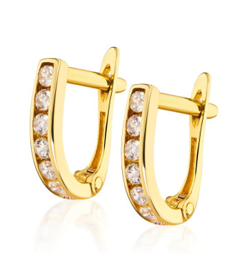 Gold earrings with white stones 8k