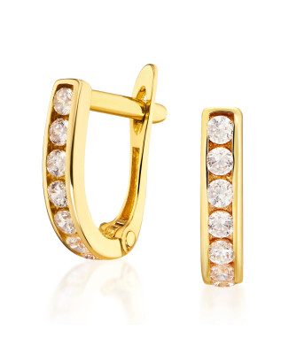 Gold earrings with white stones 8k