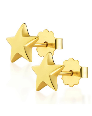 Gold star earrings 8k