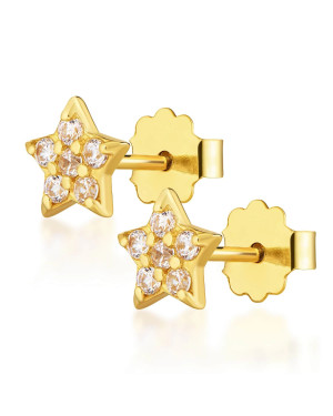 Gold star earrings with stones
