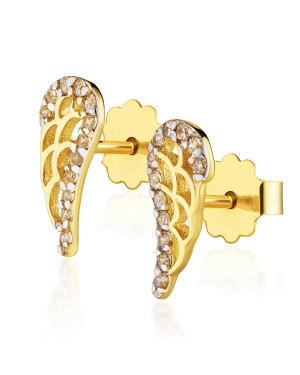 Gold wing earrings with stones 8k