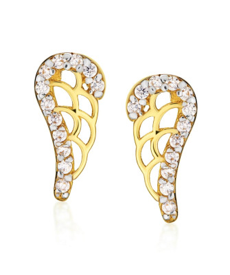 Gold wing earrings with stones 8k