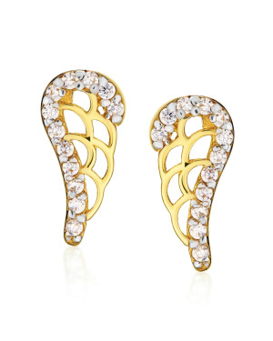 Gold wing earrings with stones 8k