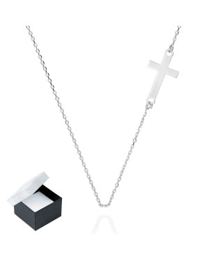 Rhodium-Plated Silver Cross Necklace