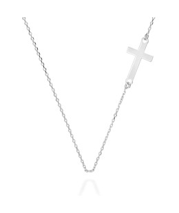 Rhodium-Plated Silver Cross Necklace