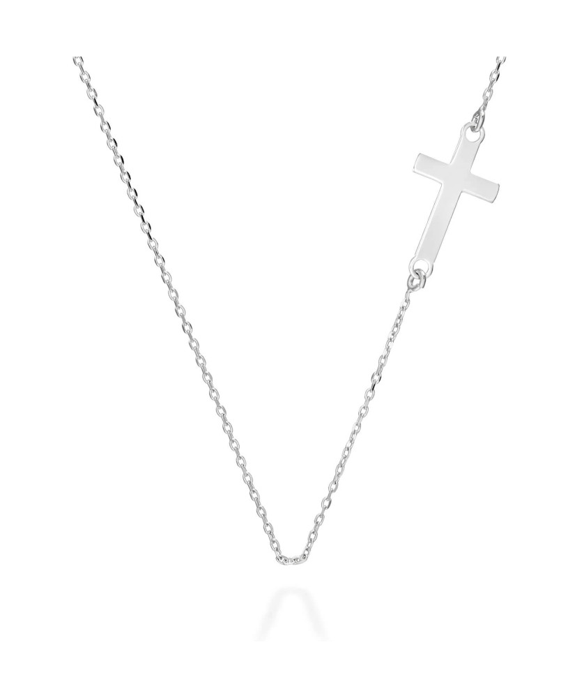 Rhodium-Plated Silver Cross Necklace