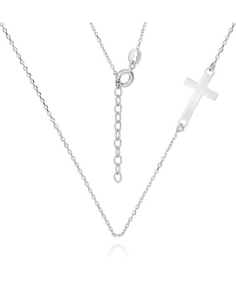 Rhodium-Plated Silver Cross Necklace