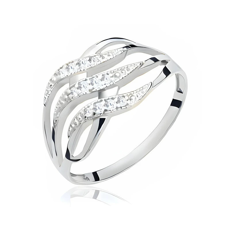 Silver ring wave with zircons PS1.420| GoldJewellery