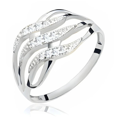 Silver ring wave with zircons PS1.420| GoldJewellery