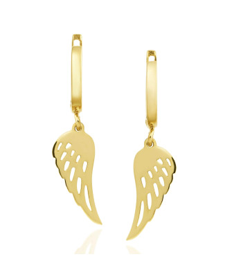 Gold dangling wing earrings 14k