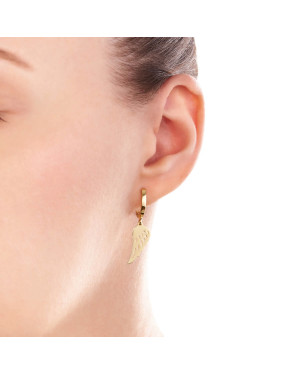 Gold dangling wing earrings 14k