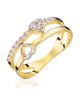 Gold ring 8k two hearts