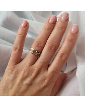 Gold ring 8k two hearts