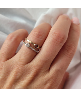 Gold ring 8k two hearts