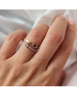 Gold ring 8k two hearts