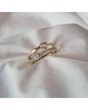 Gold ring 8k two hearts