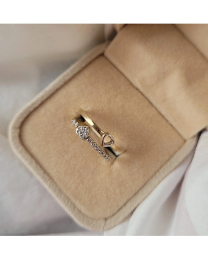 Gold ring 8k two hearts