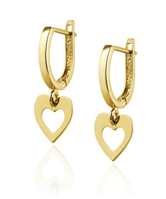 Gold dangling heart earrings