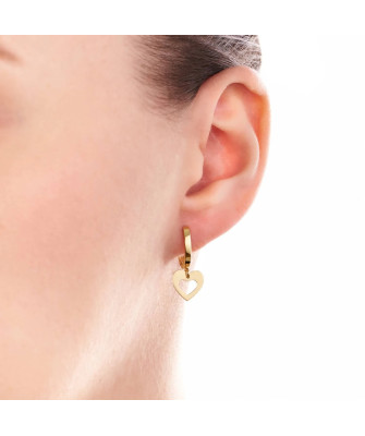 Gold dangling heart earrings