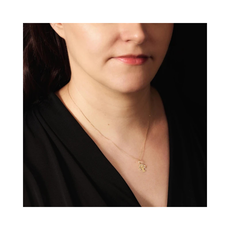 Gold pendant, tree of happiness, white zircons W3.2396 | GoldJewellery