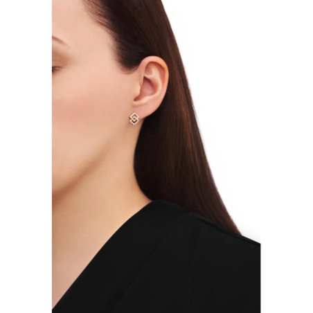 Gold earrings 585 diamonds double white stones K1.734| GoldJewellery