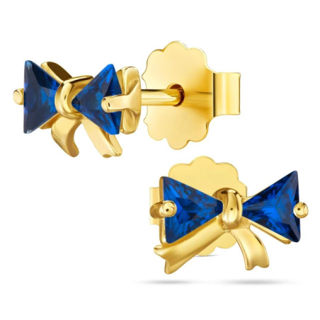 Gold earrings 333 sapphire bows K3.2359n | GoldJewellery