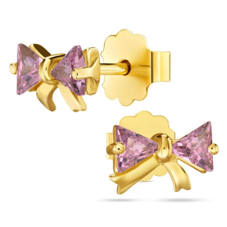 Gold earrings 333 pink bows K3.2359r | GoldJewellery