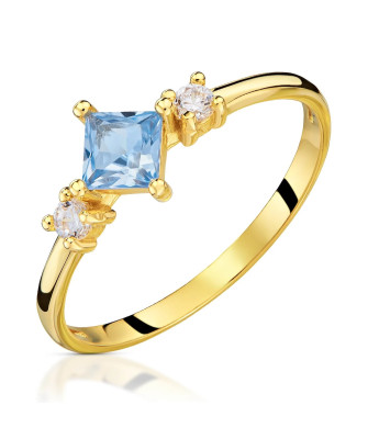 Blue cubic zirconia gold ring