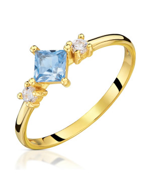 Blue cubic zirconia gold ring