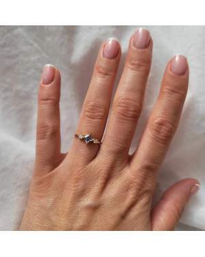 Blue cubic zirconia gold ring