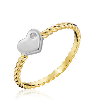 White heart ring with stone 8k