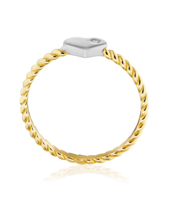 White heart ring with stone 8k