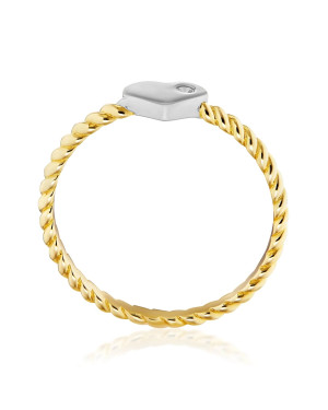 White heart ring with stone 8k