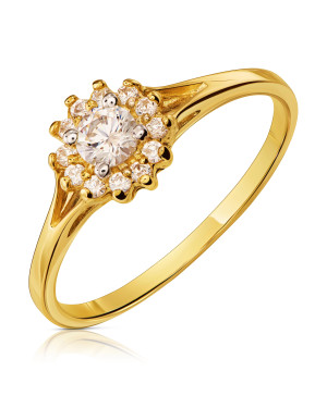 14k gold engagement ring flower white stones
