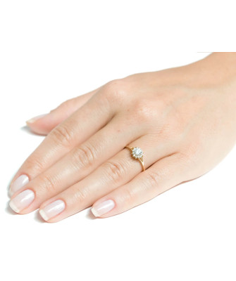 14k gold engagement ring flower white stones