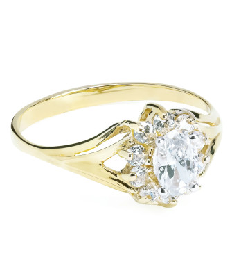 Gold ring with cubic zirconia 14k flower white stones
