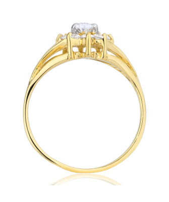 Gold ring with cubic zirconia 14k flower white stones