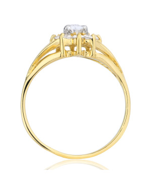 Gold ring with cubic zirconia 14k flower white stones