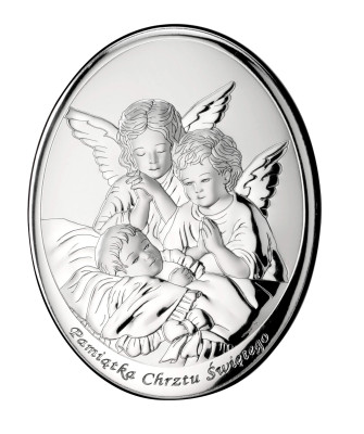Silver Souvenir of Holy Baptism with Angel