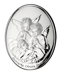 Silver Souvenir of Holy Baptism with Angel
