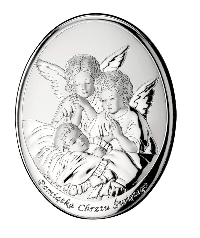 Silver Souvenir of Holy Baptism with Angel