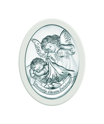 Silver Souvenir of Holy Baptism with Angel