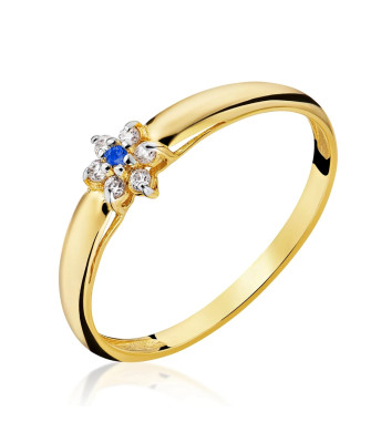 Blue flower engagement ring