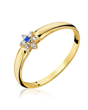 Blue flower engagement ring