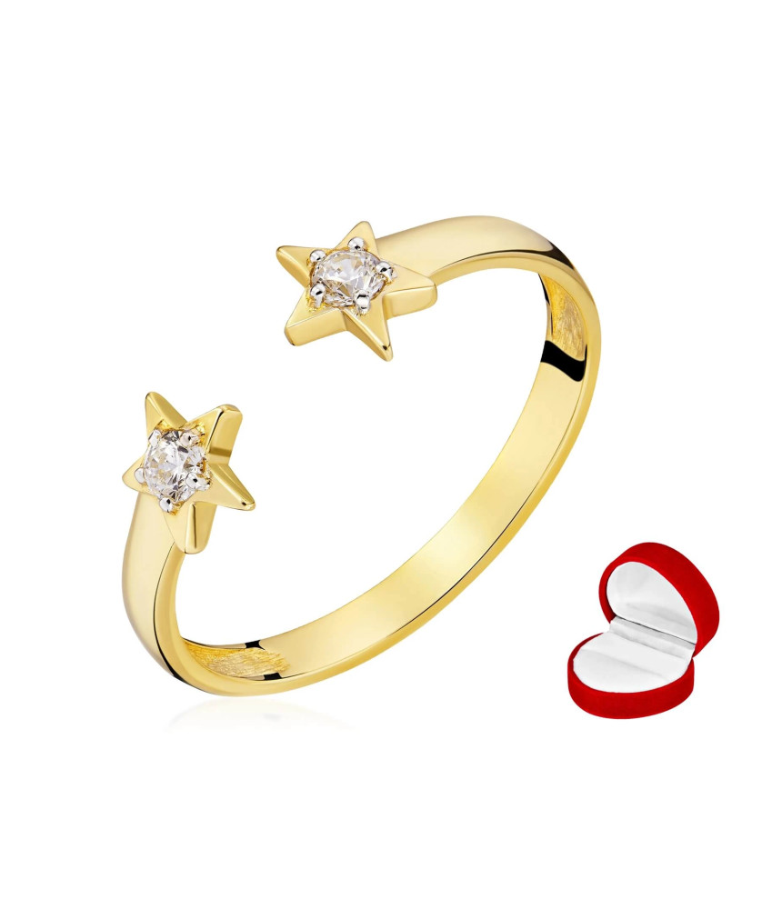 14k gold ring stars cubic zirconia
