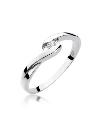 Złoty pierścionek z diamentem białe złoto 0,05ct