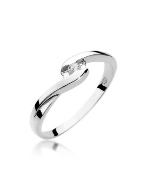 Złoty pierścionek z diamentem białe złoto 0,05ct
