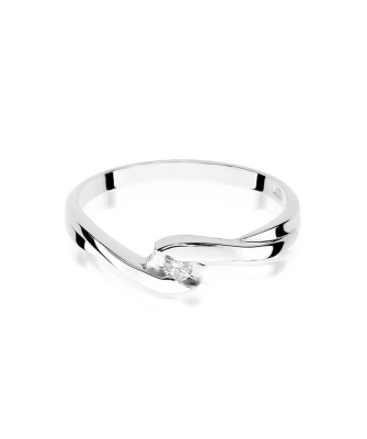 Złoty pierścionek z diamentem białe złoto 0,05ct