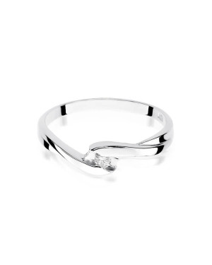 Złoty pierścionek z diamentem białe złoto 0,05ct