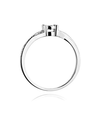Złoty pierścionek z diamentem białe złoto 0,08ct